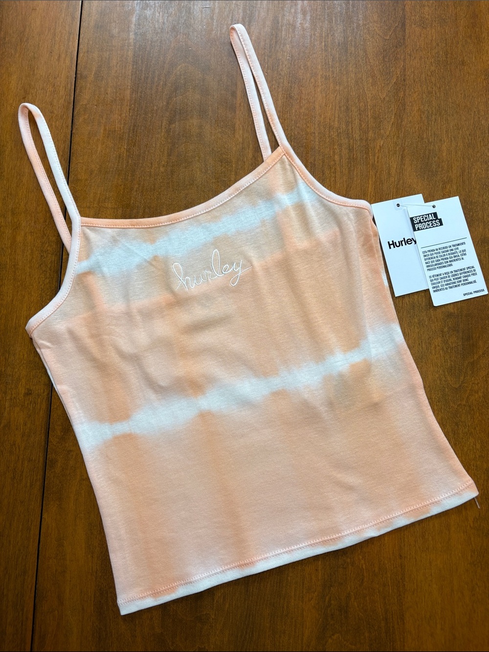 Hurley Autograoh Eazy Crop Tank Beach Sand Tie-Dye Strap Tank